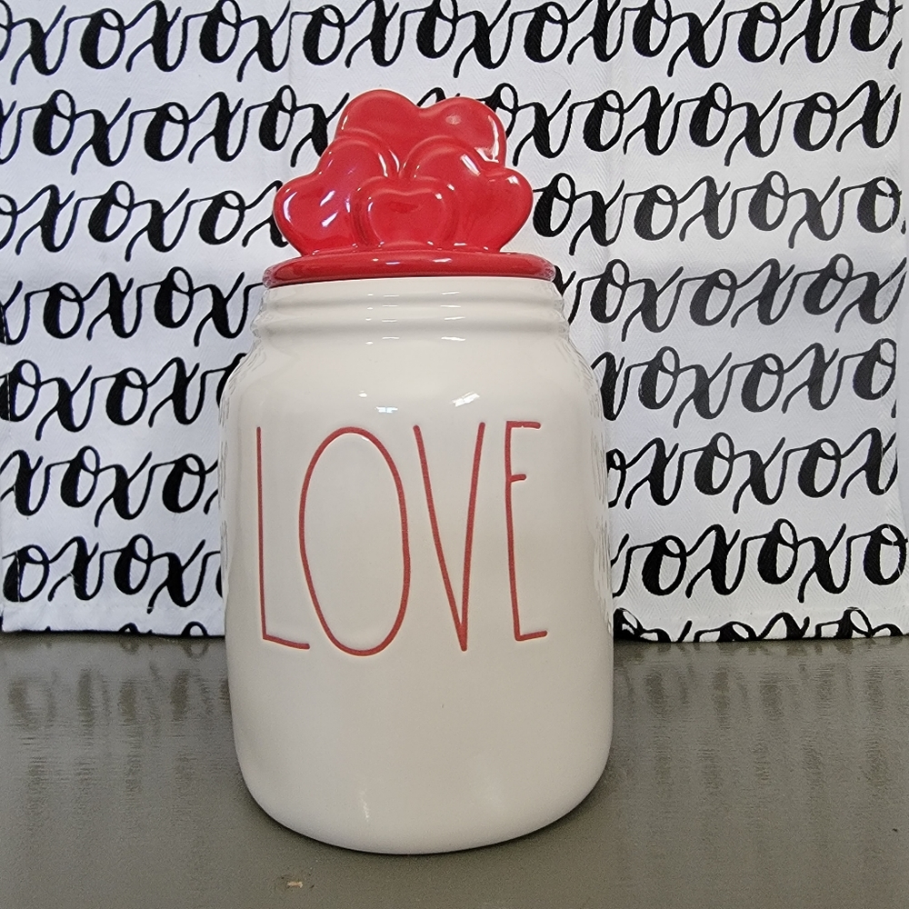 Rae Dunn Canister Red LOVE Red Heart Topper Baby Canister Valentine's Day Decor